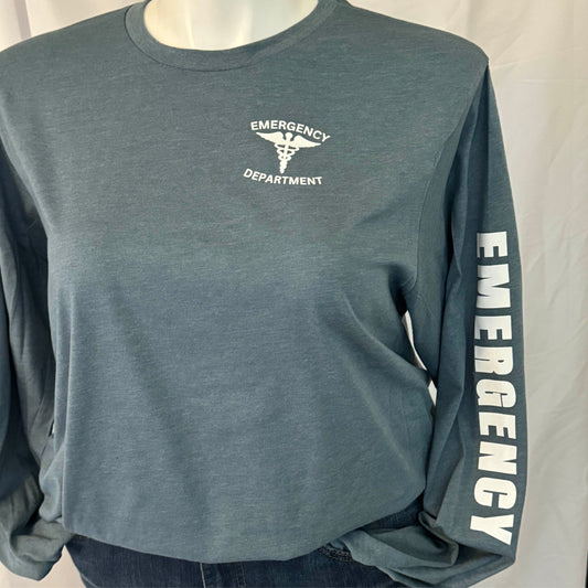 Long Sleeved RN with Mountains - Bella Canvas Heather Slate