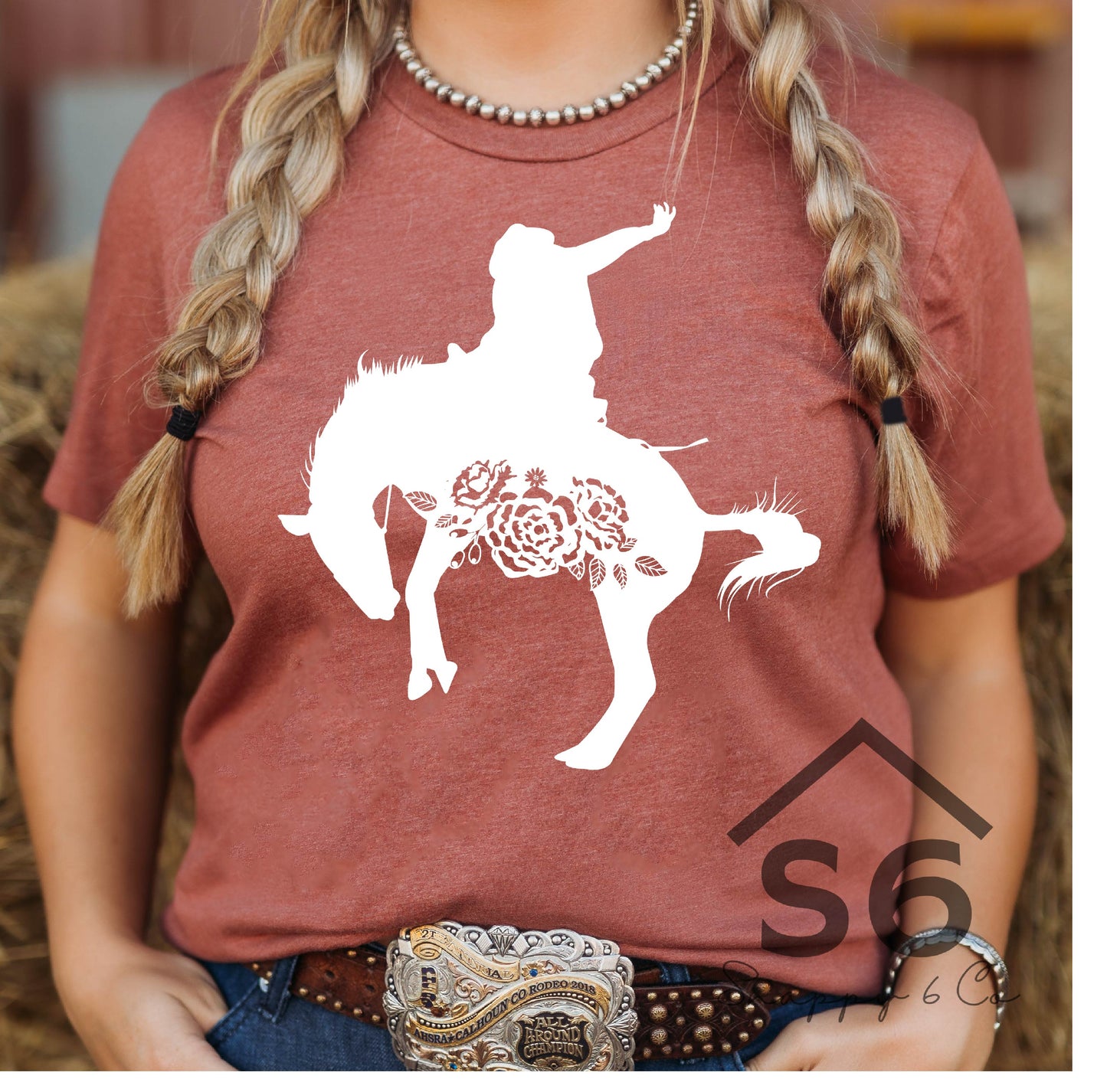 Floral Bucking Horse T-Shirt