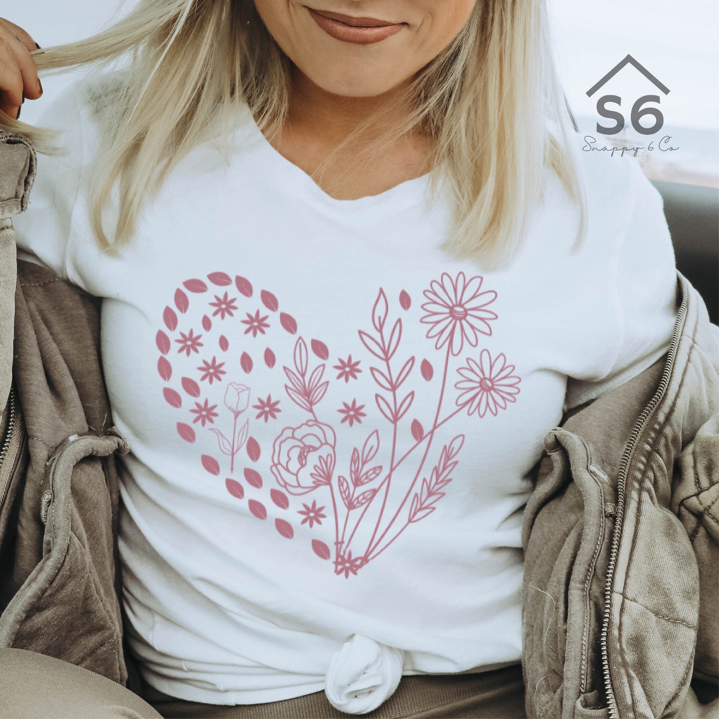 Rose Gold Wildflower Heart T-Shirt