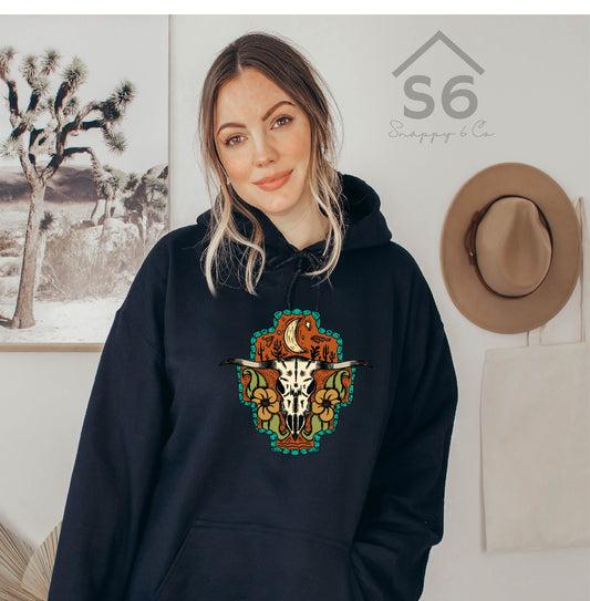 Flower Steer Head Hoodie