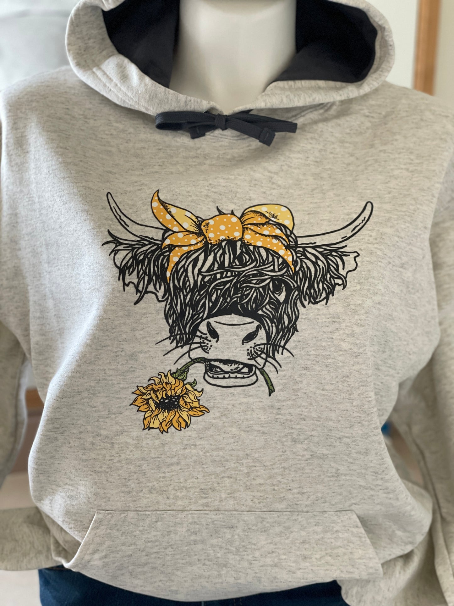 Yellow Daisy Highlander Light Gray Hoodie