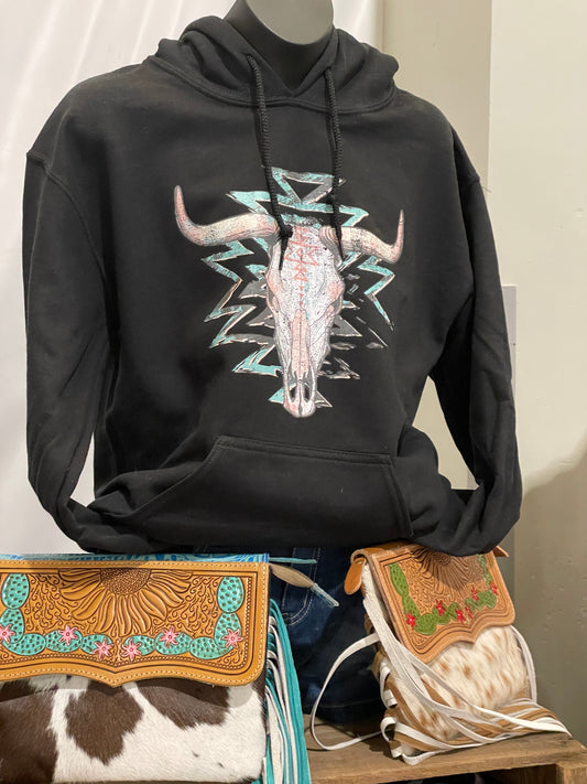 Aztec Steer Head Hoodie